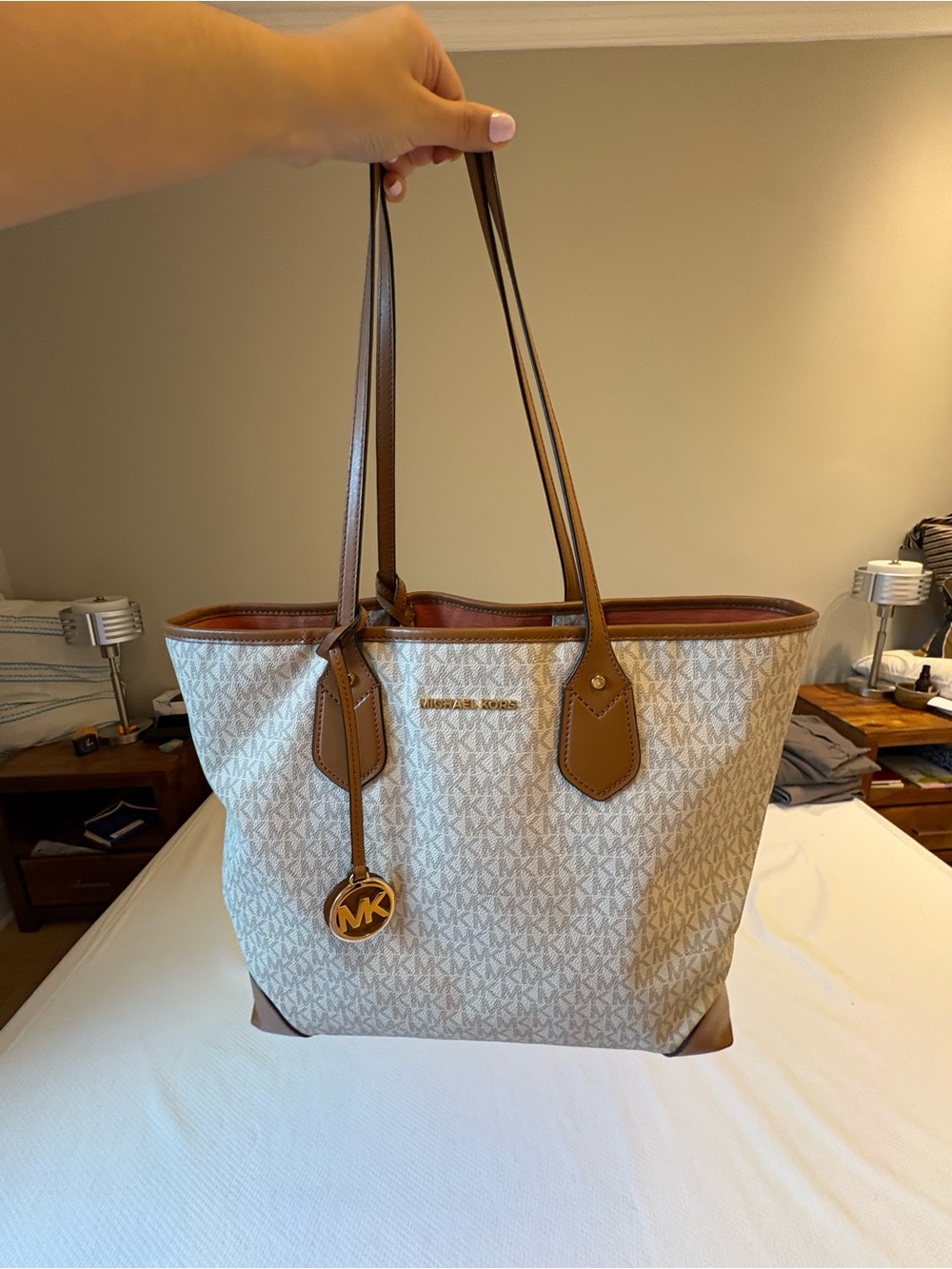 Michael Kors Beige and Brown Signature Tote